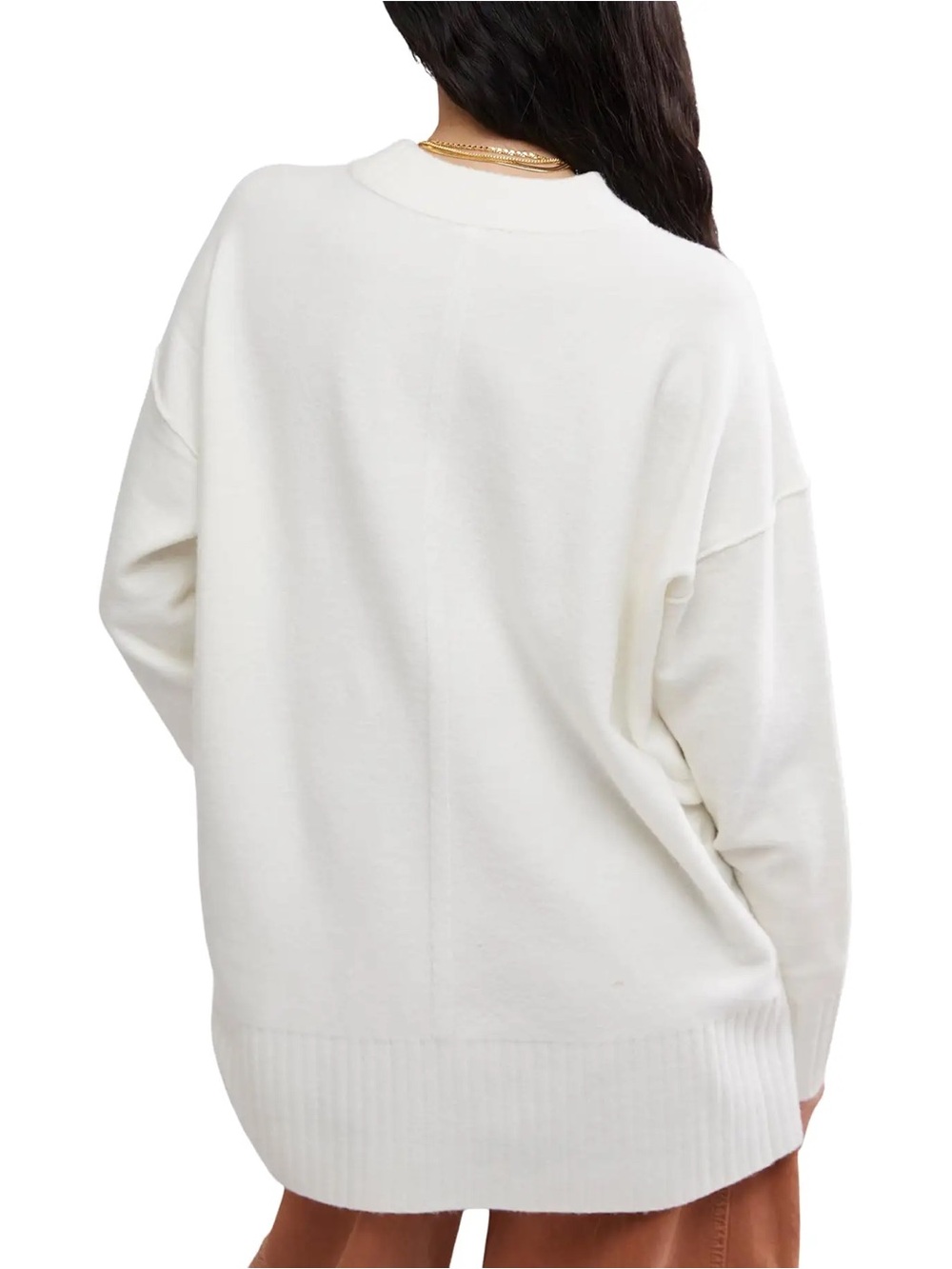 Free People Women’s Pullover Sweater in Stark White Size Medium NWT - Picture 3 of 4
